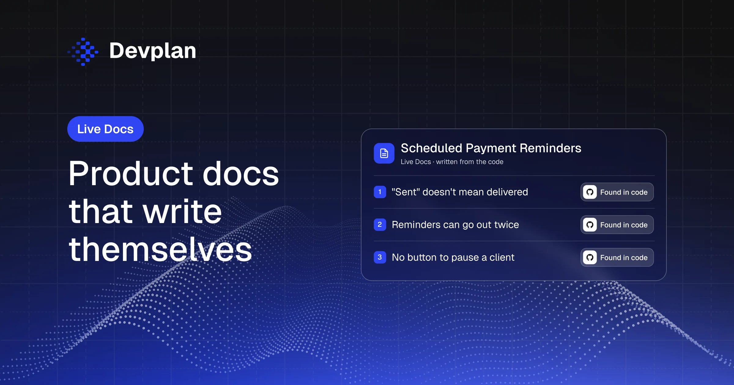 Devplan Live Docs: the Scheduled Payment Reminders page with three limits found in the code